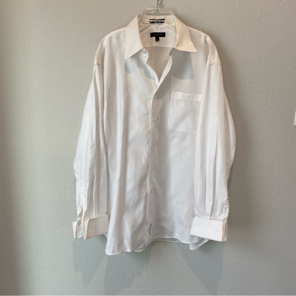 John W. Nordstrom White Button Down Dress Top in 16.5
